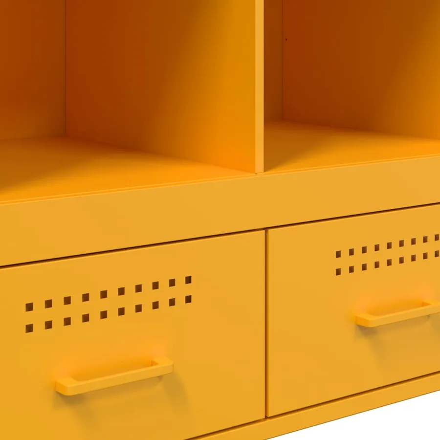 Buffet haut jaune moutarde 68x39x101,5 cm acier - 11