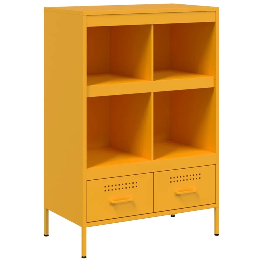 Buffet haut jaune moutarde 68x39x101,5 cm acier - 2