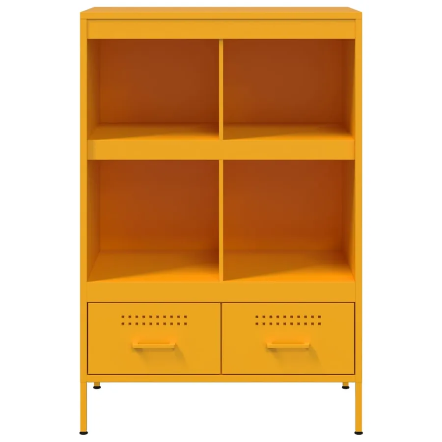 Buffet haut jaune moutarde 68x39x101,5 cm acier - 6