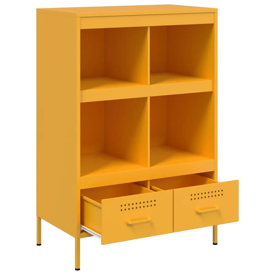 Buffet haut jaune moutarde 68x39x101,5 cm acier - 9