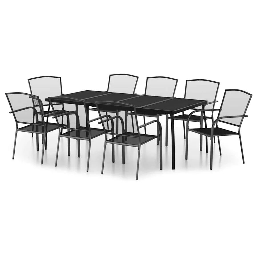Garden dining set 9 pcs anthracite steel - 2