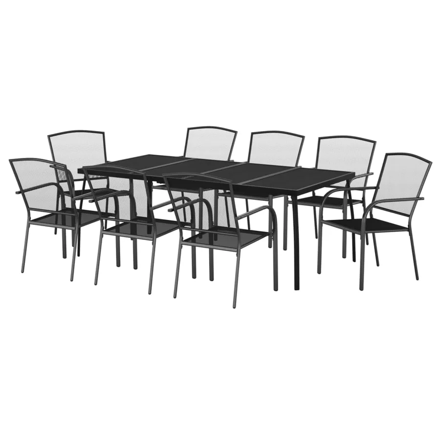 Garden dining set 9 pcs anthracite steel - 3