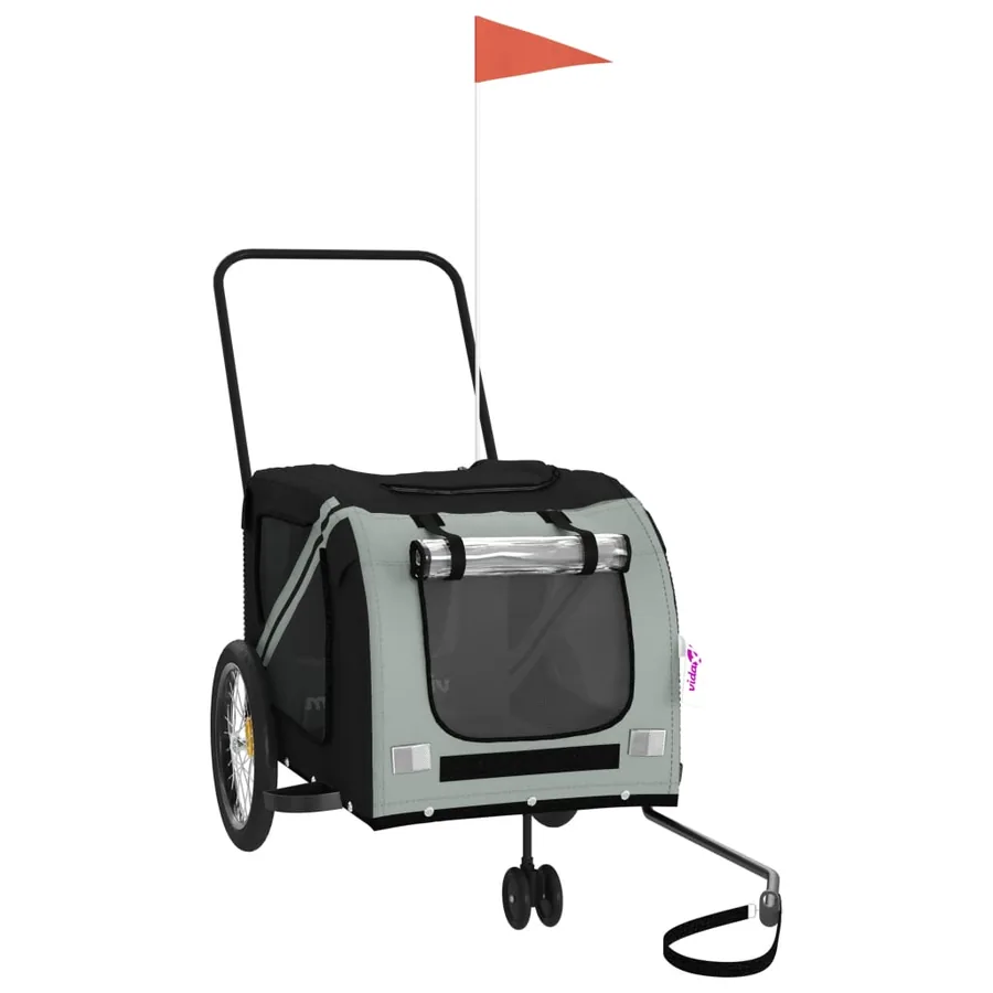 Remorque de vélo pour animaux de compagnie gris et noir - 2