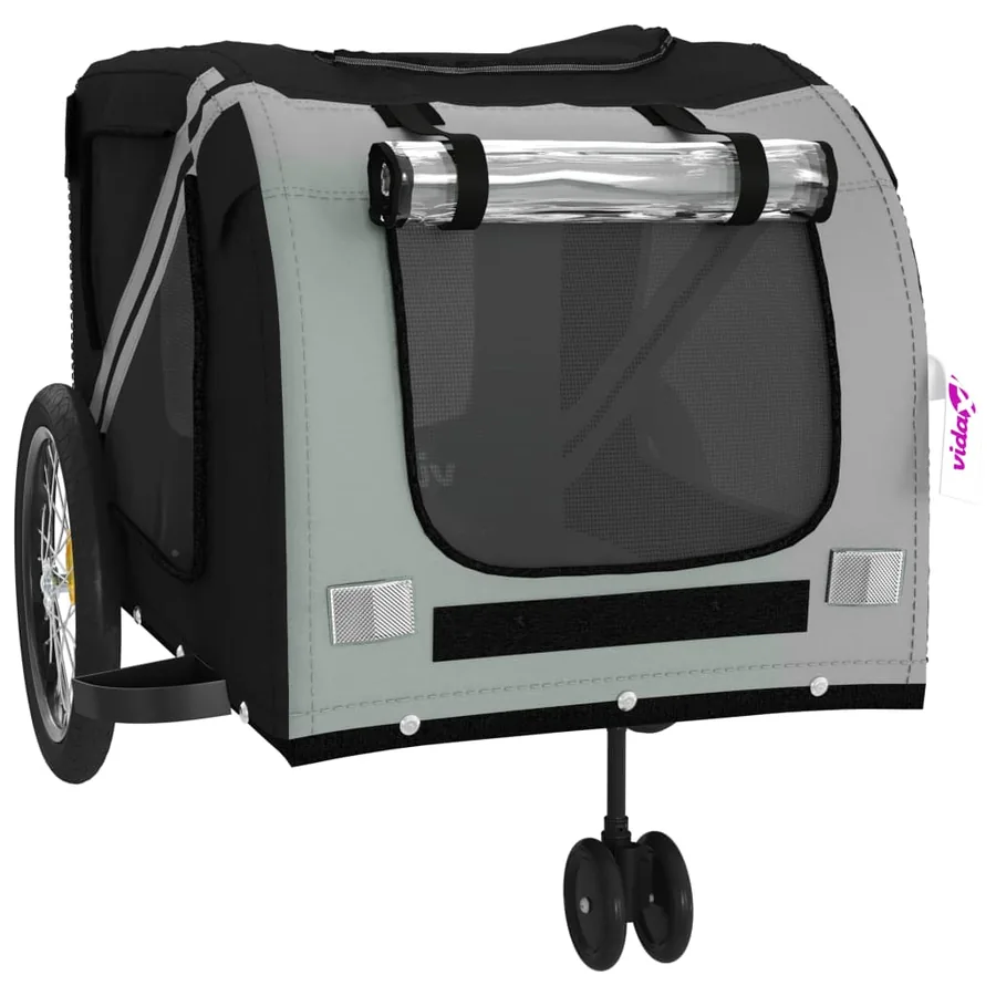 Remorque de vélo pour animaux de compagnie gris et noir - 5