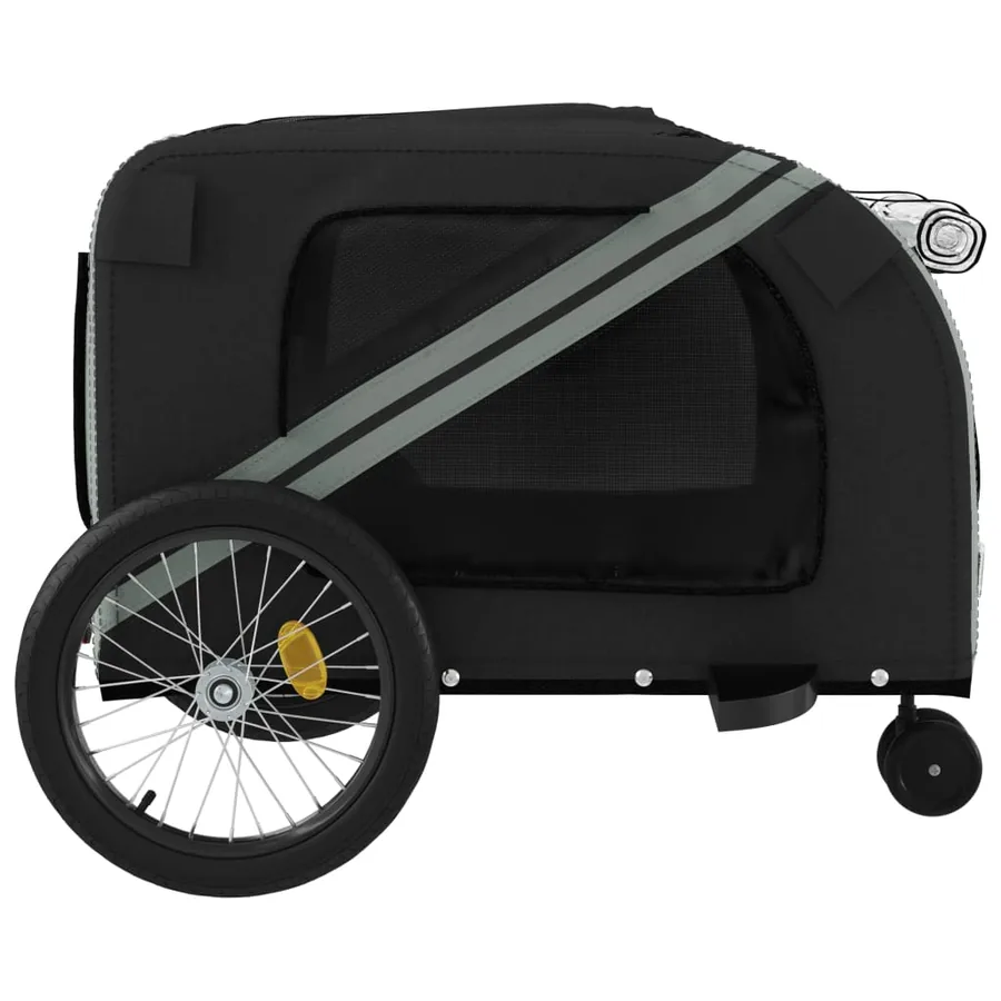 Remorque de vélo pour animaux de compagnie gris et noir - 7