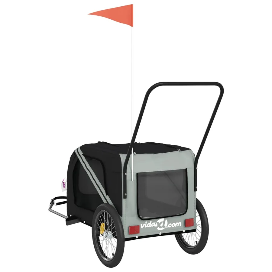 Remorque de vélo pour animaux de compagnie gris et noir - 8