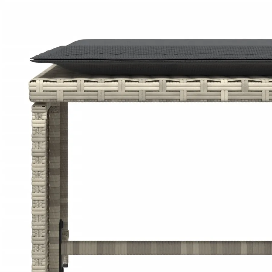 Chaise de jardin avec tabouret gris clair résine tressée - 10