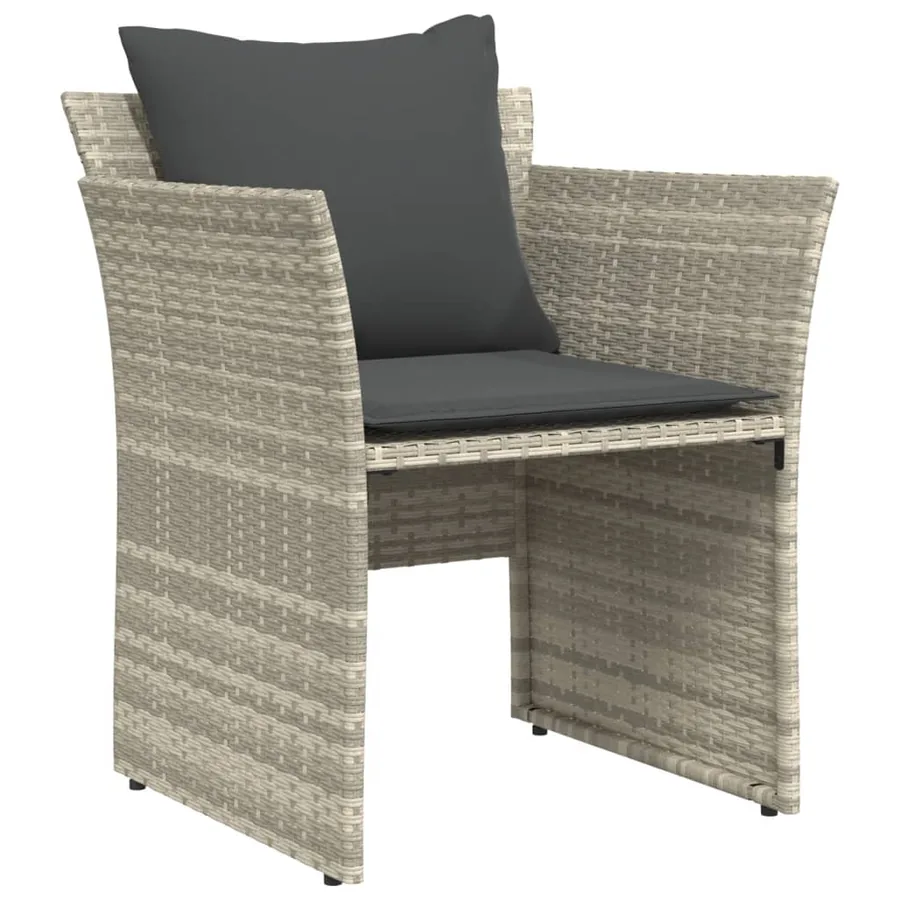 Chaise de jardin avec tabouret gris clair résine tressée - 4