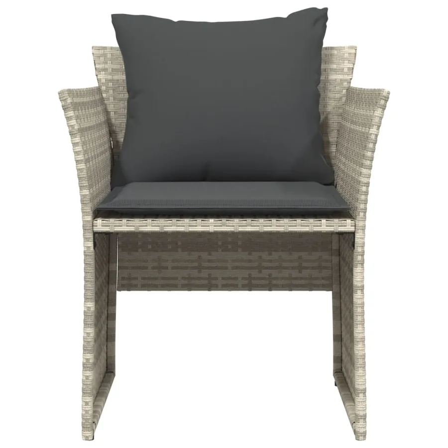 Chaise de jardin avec tabouret gris clair résine tressée - 5