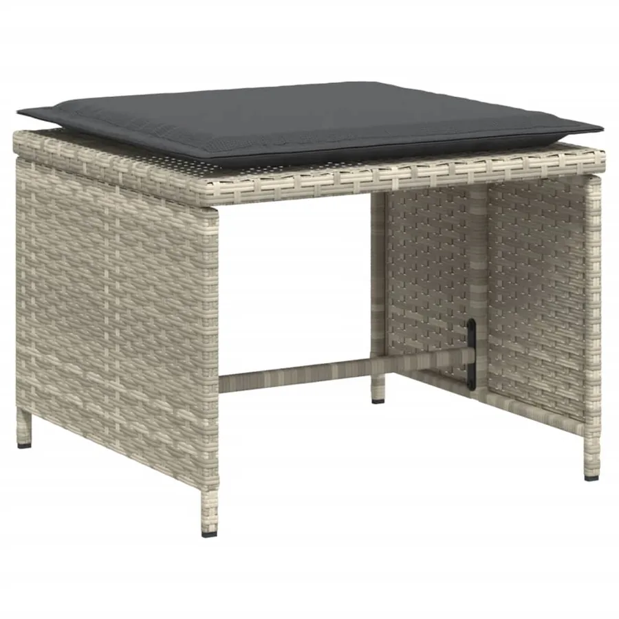 Chaise de jardin avec tabouret gris clair résine tressée - 6