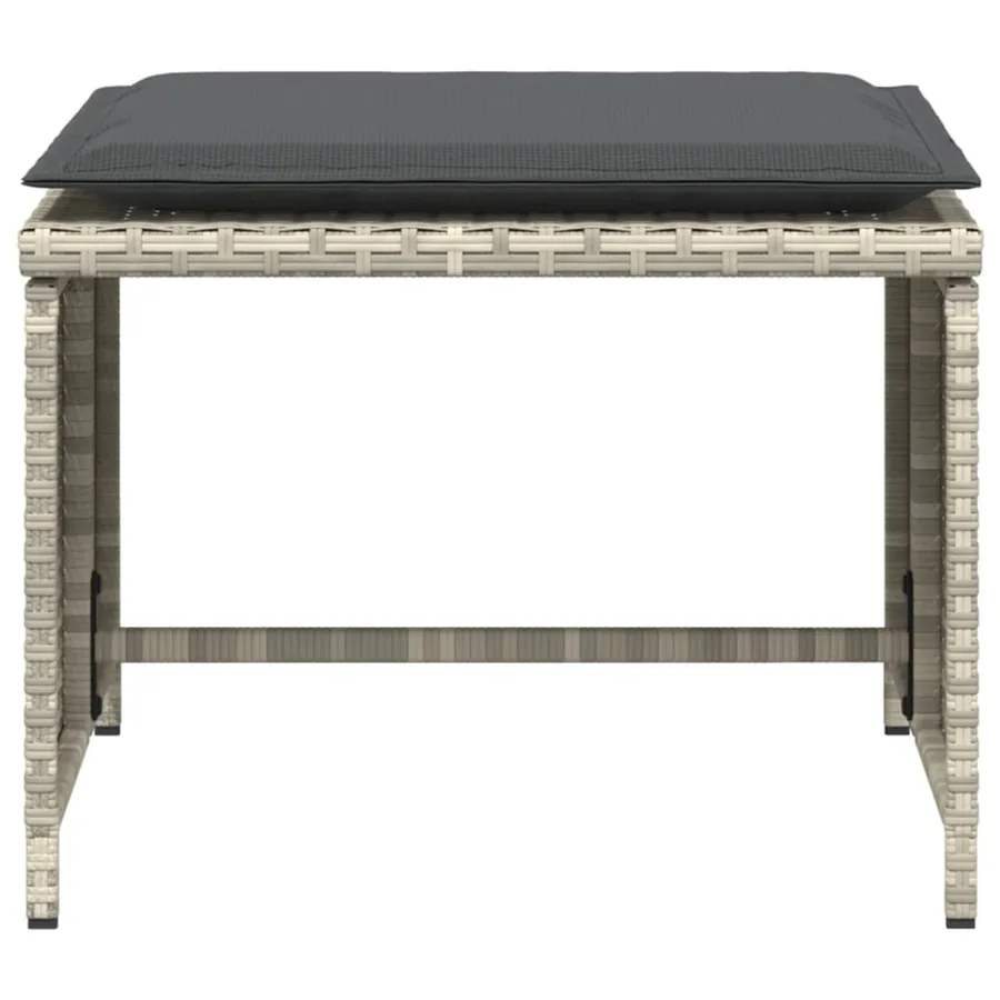 Chaise de jardin avec tabouret gris clair résine tressée - 7