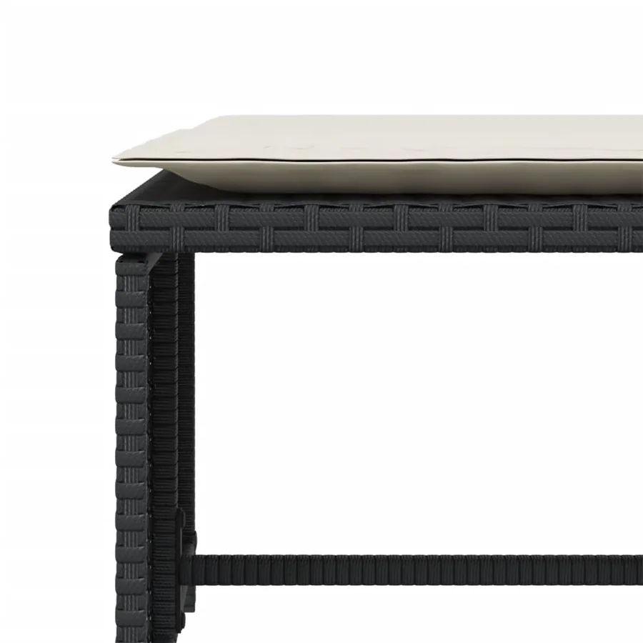 Chaise de jardin avec tabouret noir résine tressée - 10