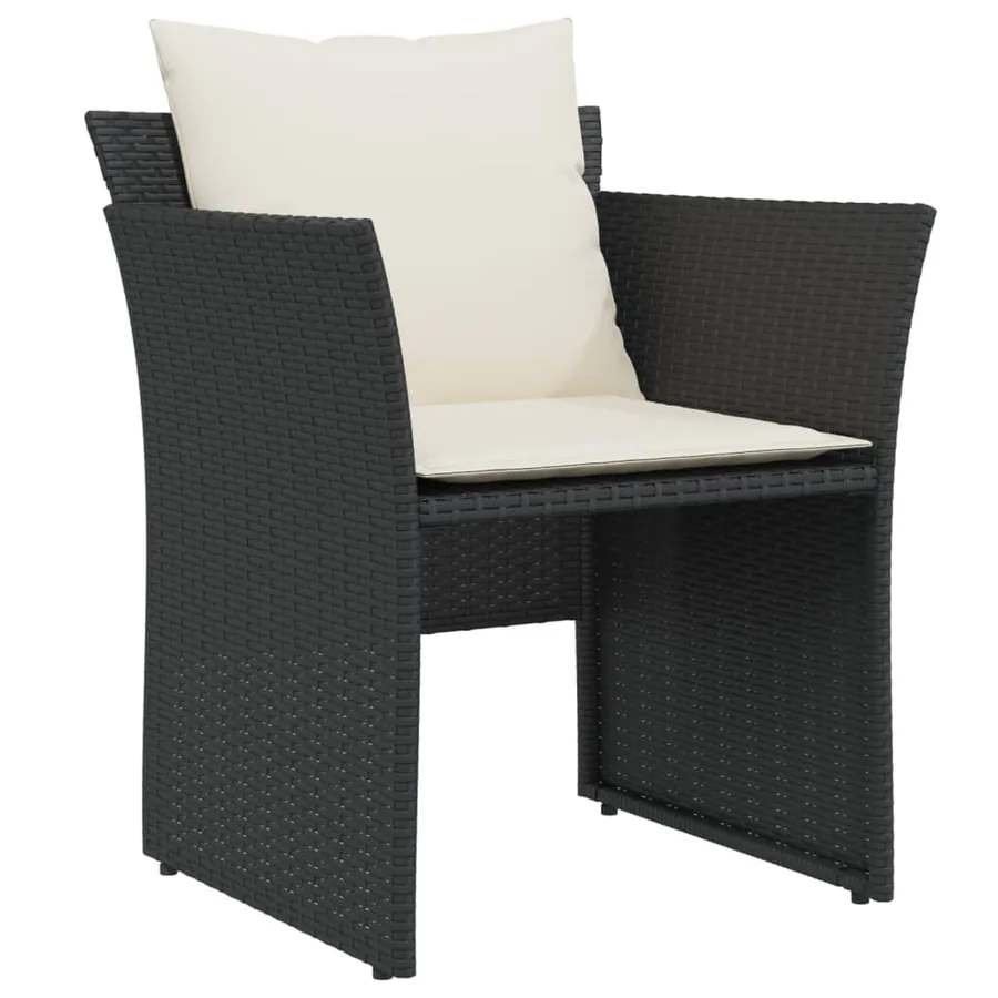 Chaise de jardin avec tabouret noir résine tressée - 4