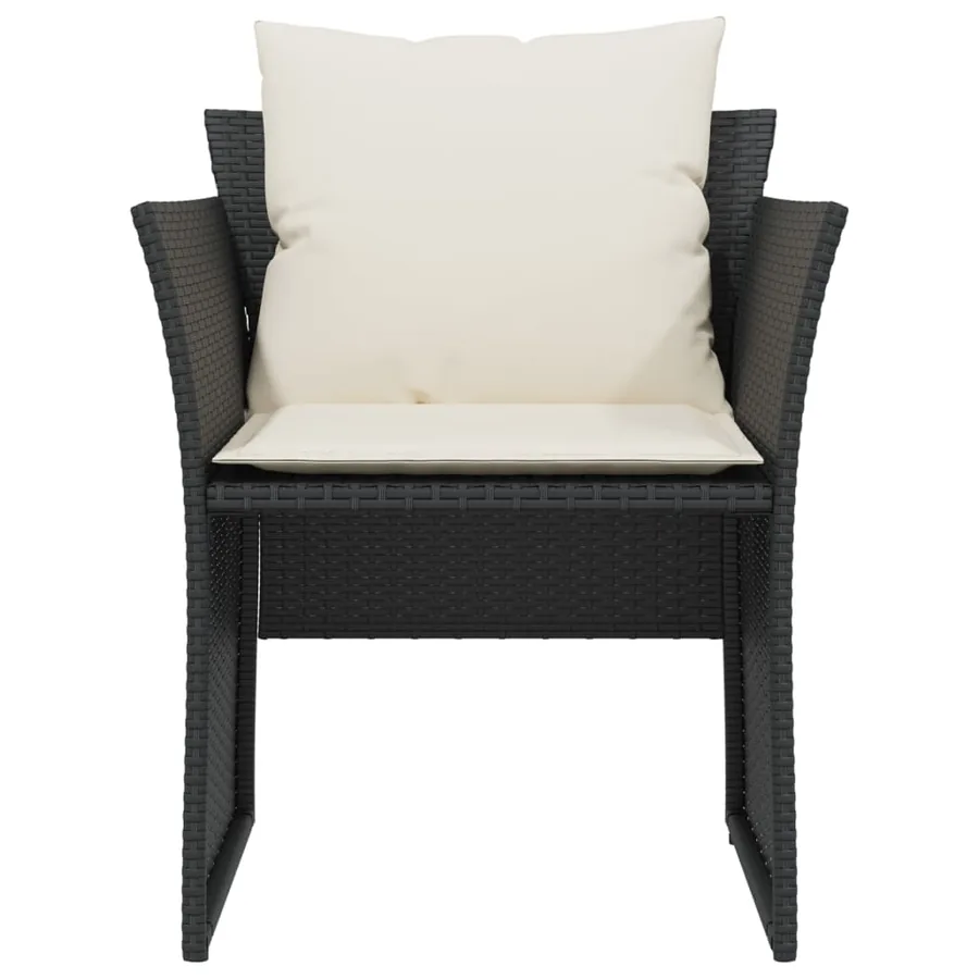Chaise de jardin avec tabouret noir résine tressée - 5