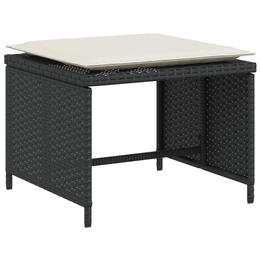 Chaise de jardin avec tabouret noir résine tressée - 6
