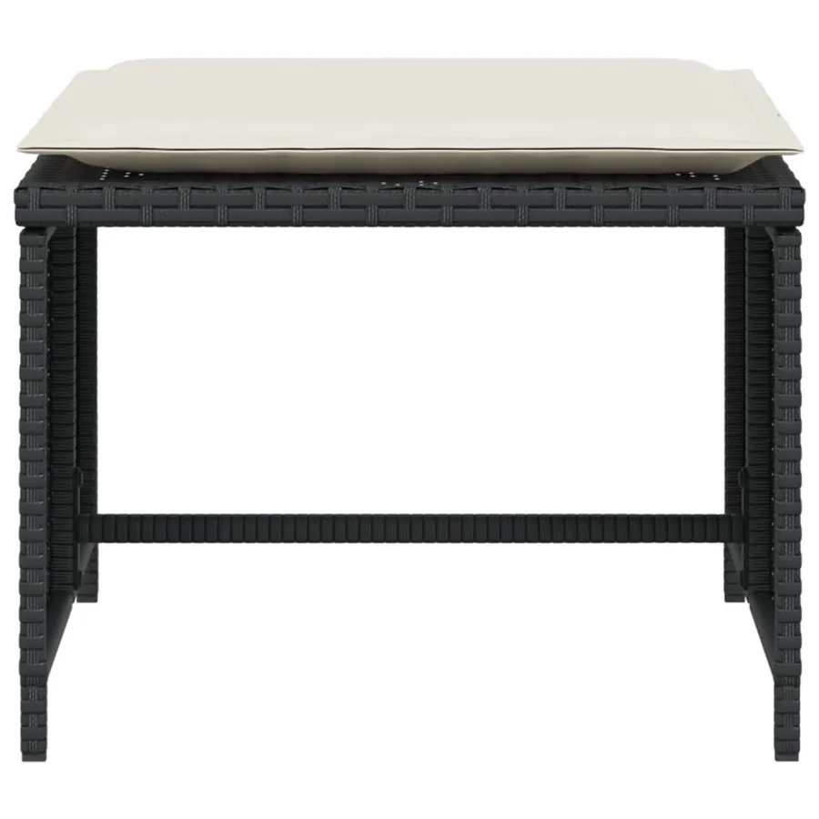 Chaise de jardin avec tabouret noir résine tressée - 7