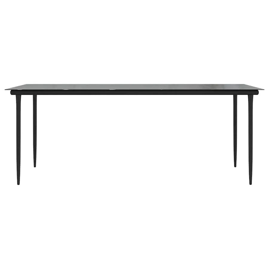 Garden dining table Black 200x100x74 cm Steel and tempered glass - 3
