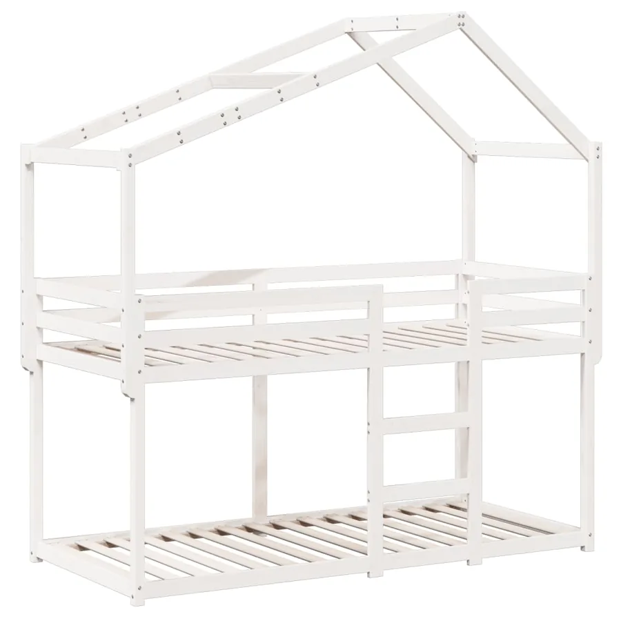 Lit superposé sans matelas blanc 80x200 cm bois de pin massif - 3