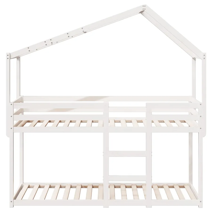 Lit superposé sans matelas blanc 80x200 cm bois de pin massif - 4