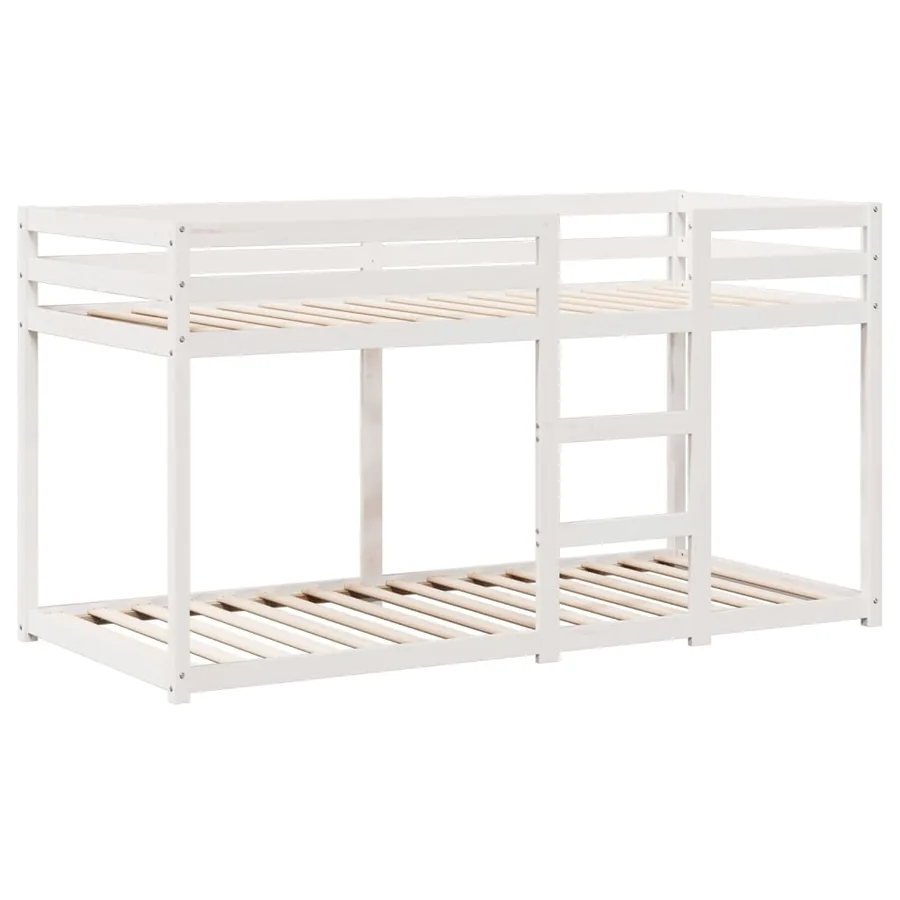 Lit superposé sans matelas blanc 80x200 cm bois de pin massif - 5