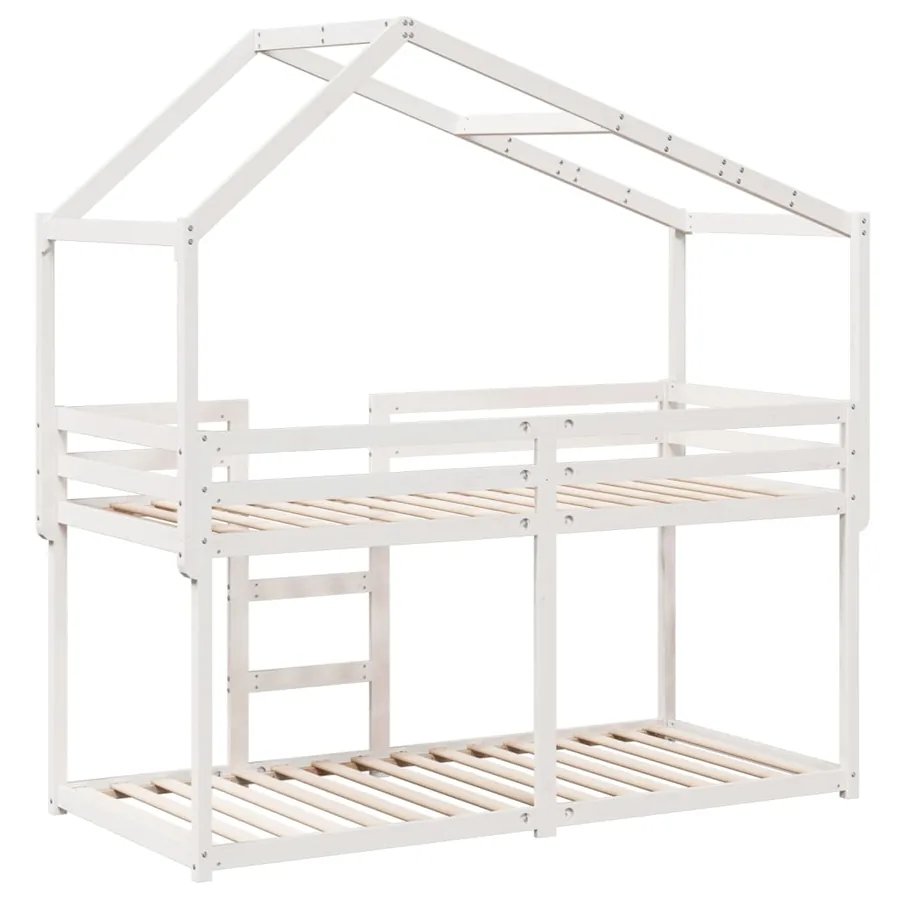Lit superposé sans matelas blanc 80x200 cm bois de pin massif - 8