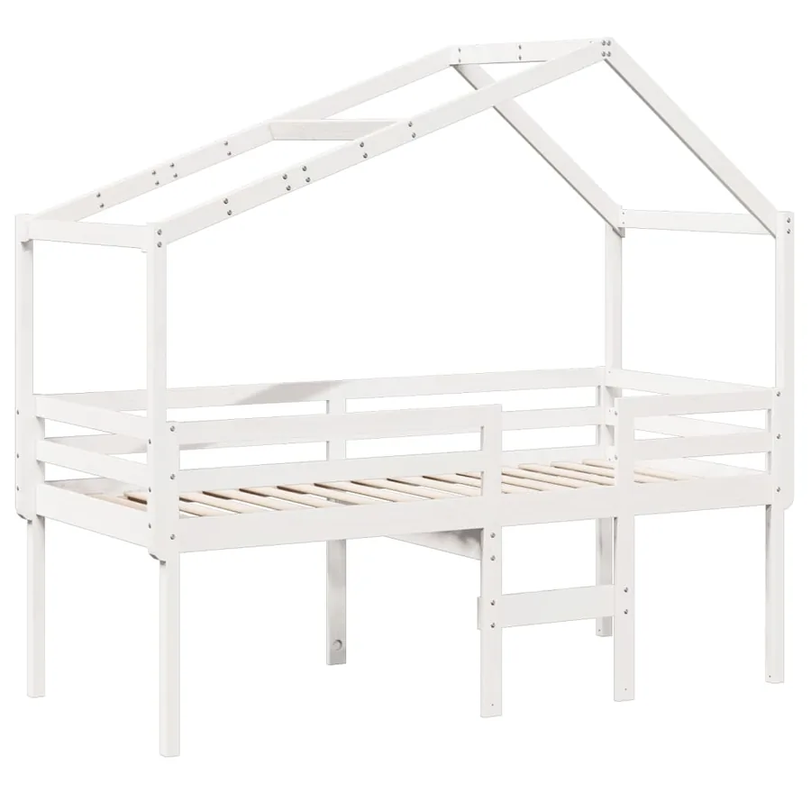 Lit haut sans matelas blanc 80x200 cm bois de pin massif - 3