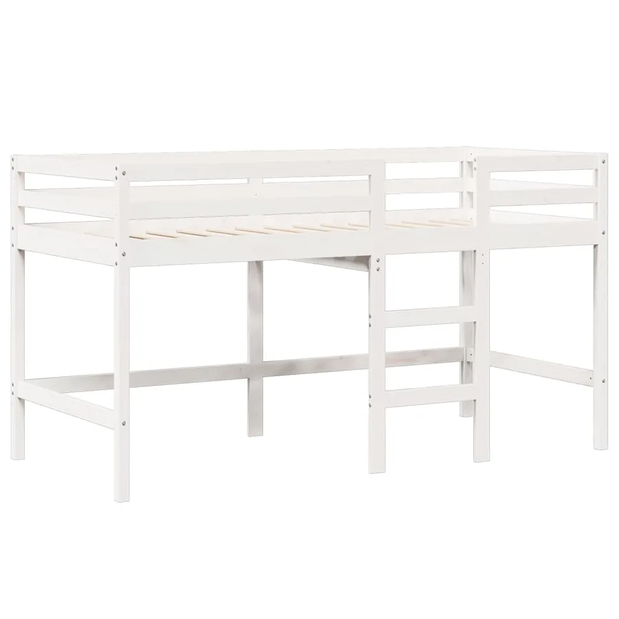 Lit haut sans matelas blanc 80x200 cm bois de pin massif - 5
