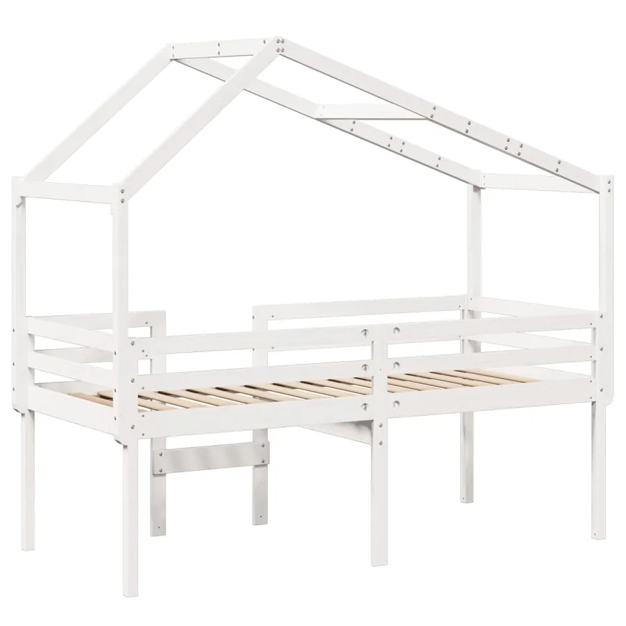 Lit haut sans matelas blanc 80x200 cm bois de pin massif - 8
