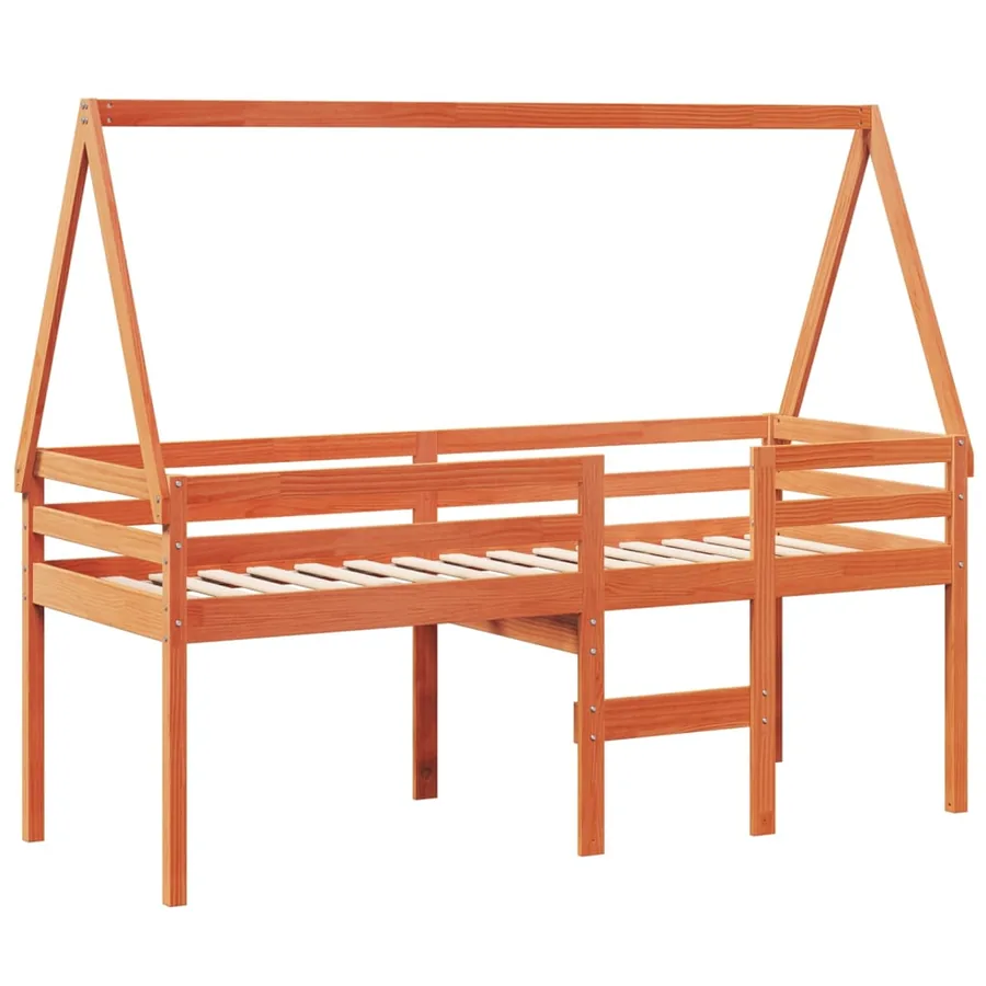 Lit haut sans matelas cire marron 90x200 cm bois de pin massif - 3