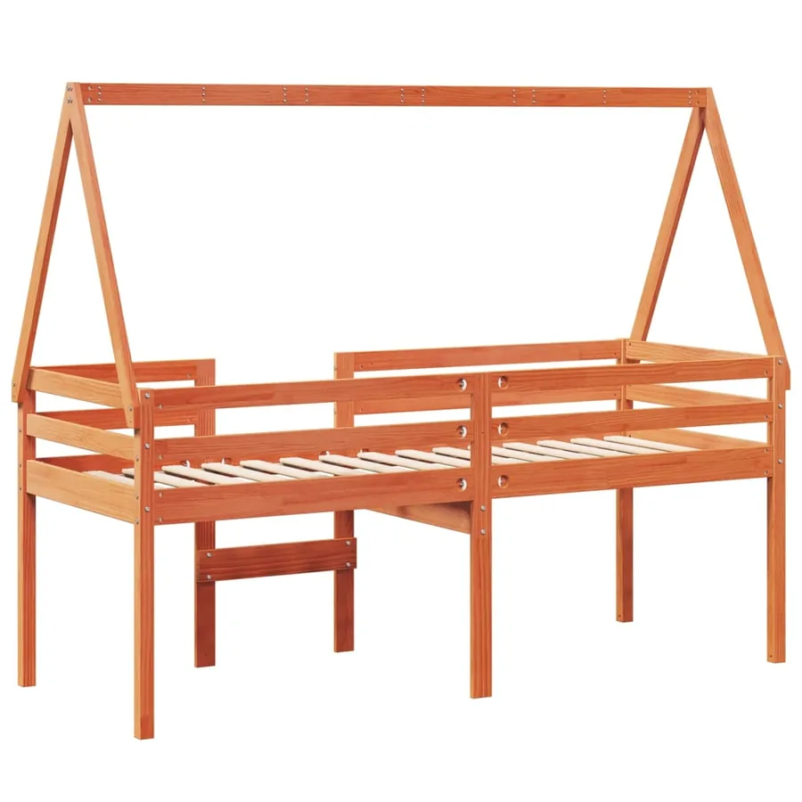 Lit haut sans matelas cire marron 90x200 cm bois de pin massif - 6