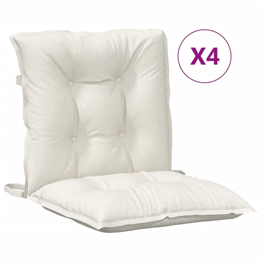 Coussins de chaise à dossier bas lot de 4 crème mélangé tissu - 2