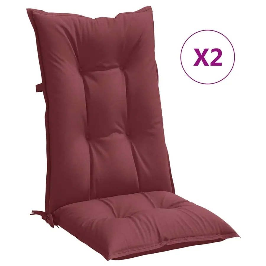 Coussins de chaise dossier haut lot de 2 rouge bordeaux mélangé - 2