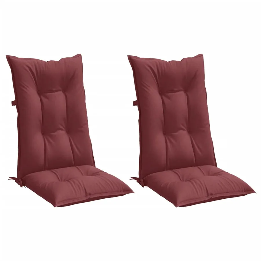 Coussins de chaise dossier haut lot de 2 rouge bordeaux mélangé - 4