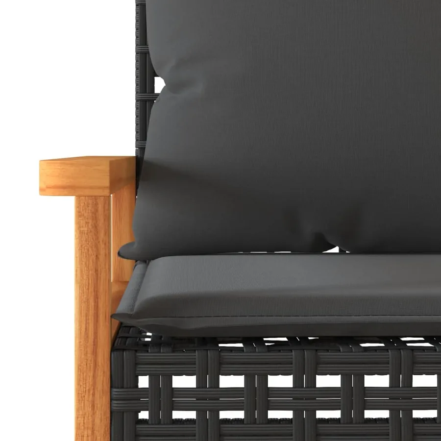 Salon de jardin 4 pcs avec coussins Noir Résine tressée - 11