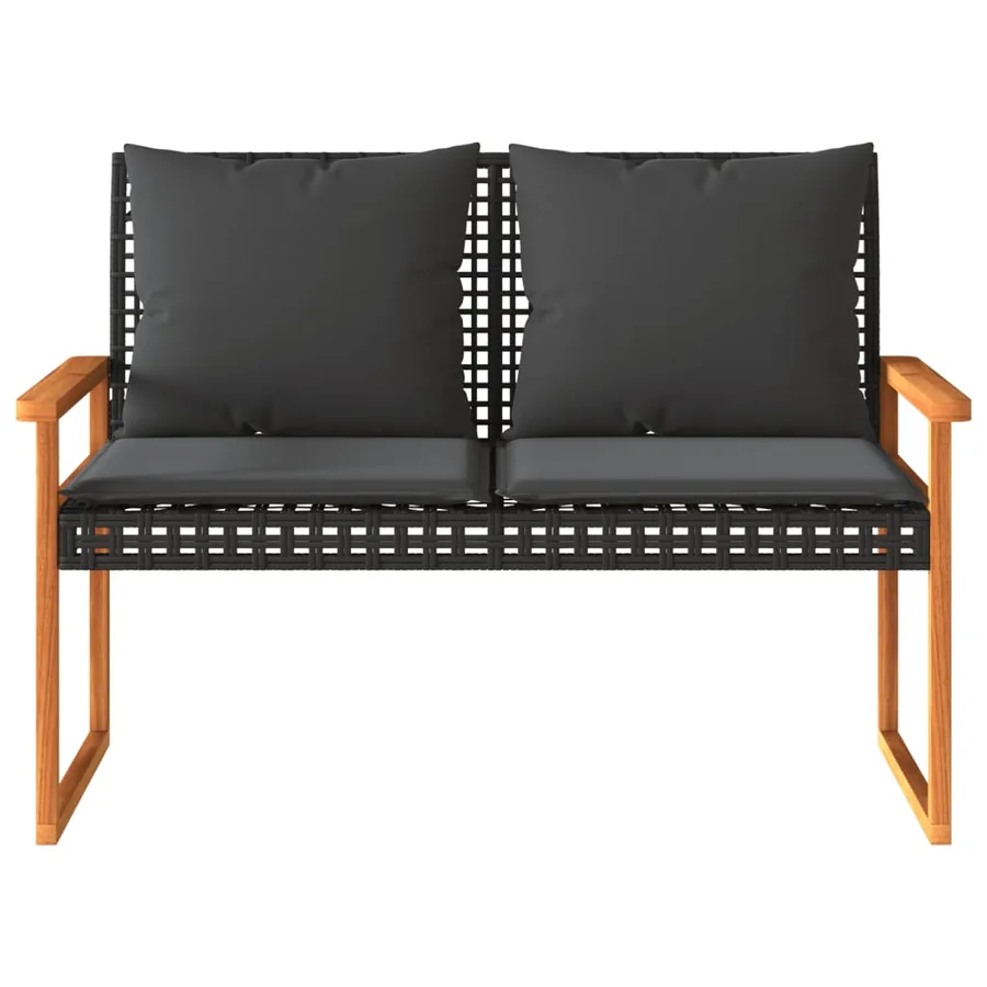 Salon de jardin 4 pcs avec coussins Noir Résine tressée - 5