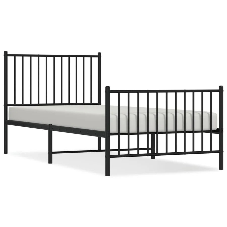 Cadre de lit métal sans matelas avec pied de lit noir 90x200 cm - 2