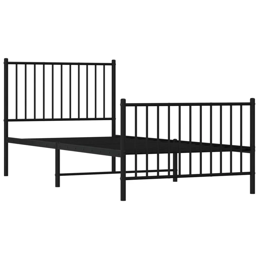 Cadre de lit métal sans matelas avec pied de lit noir 90x200 cm - 3