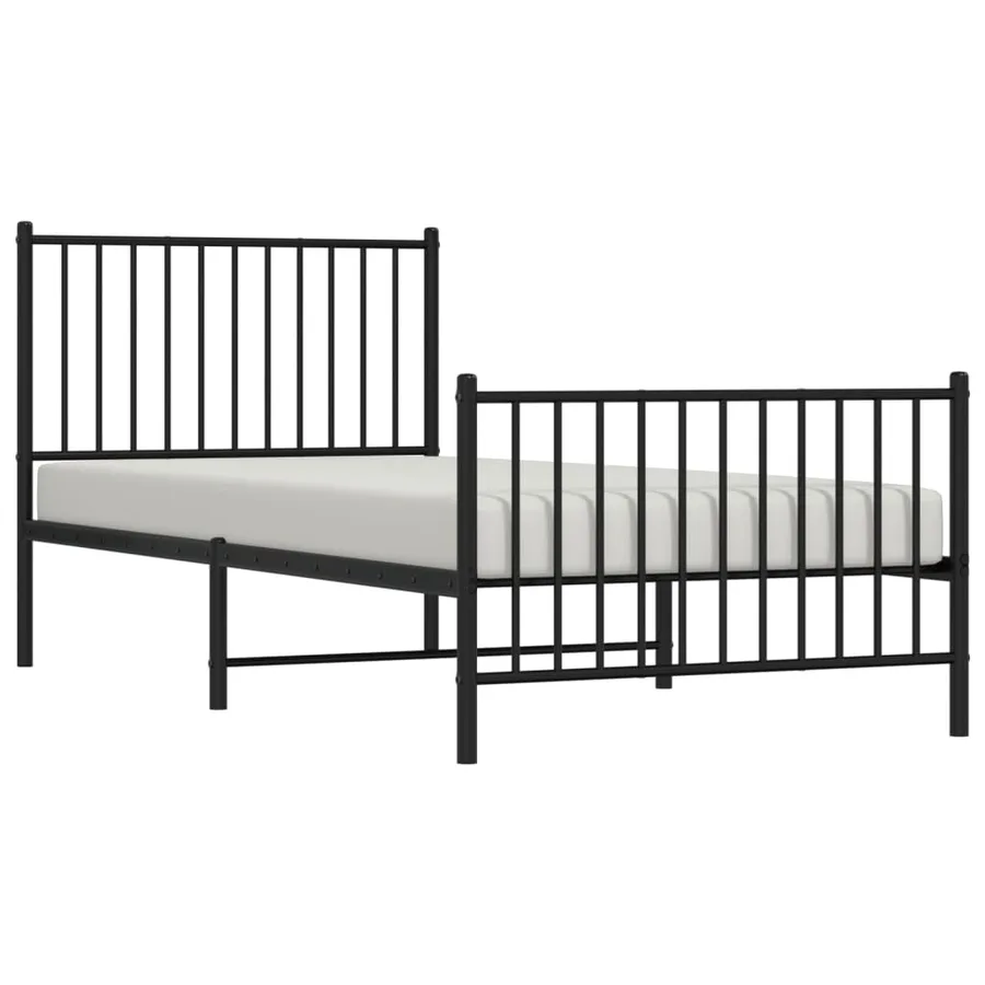 Cadre de lit métal sans matelas avec pied de lit noir 90x200 cm - 4