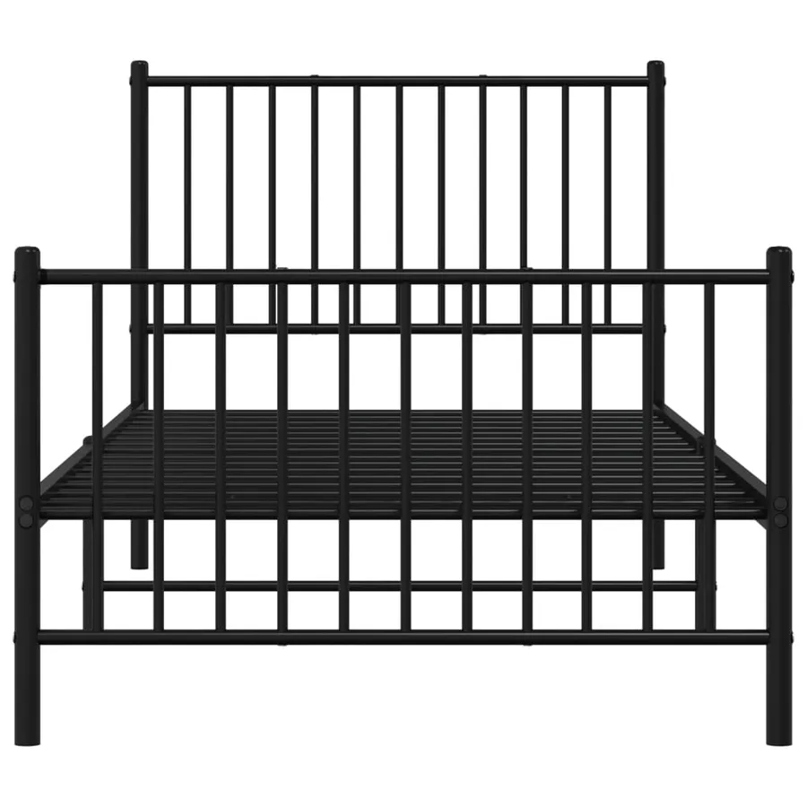 Cadre de lit métal sans matelas avec pied de lit noir 90x200 cm - 5