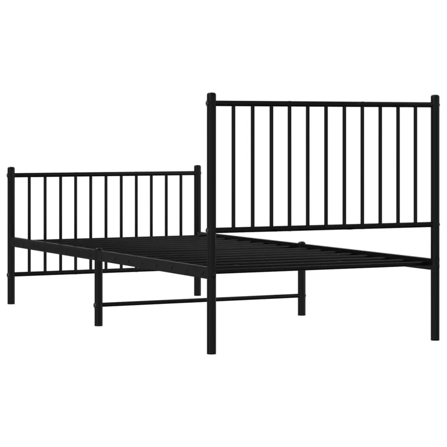 Cadre de lit métal sans matelas avec pied de lit noir 90x200 cm - 7