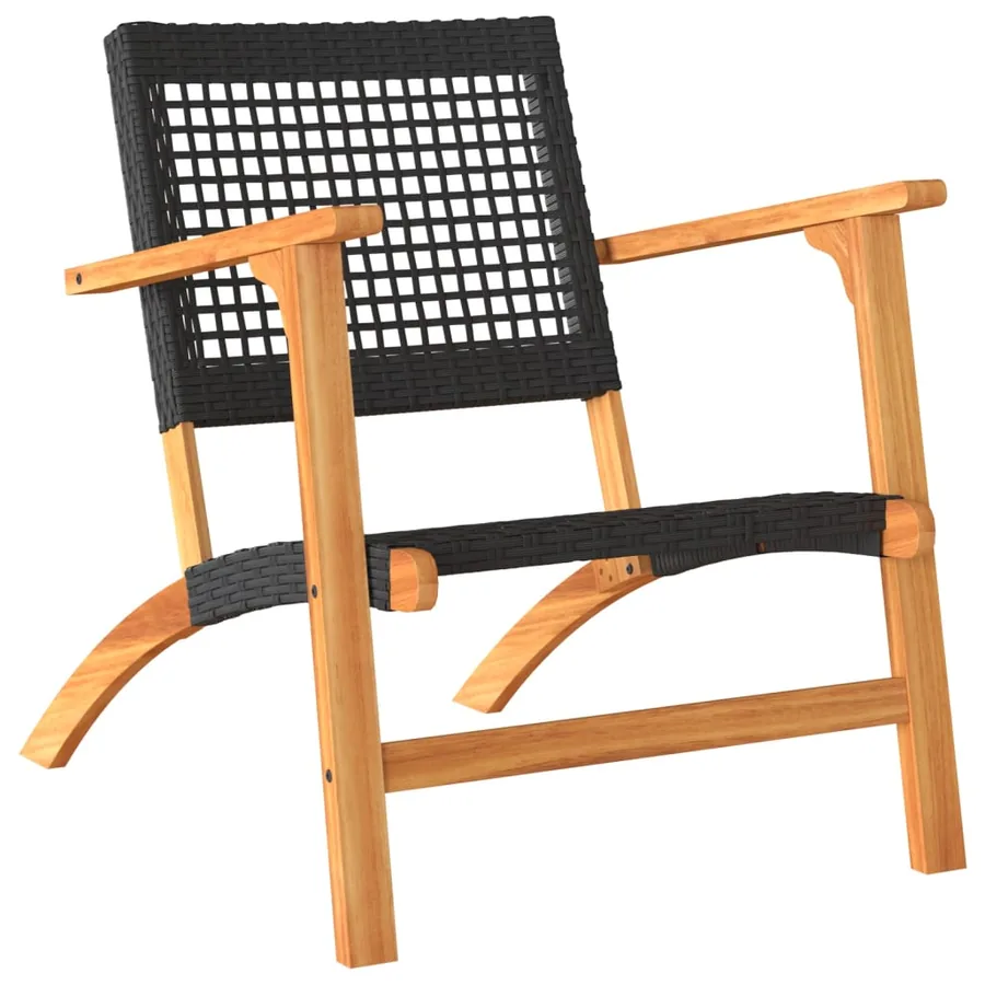 Ensemble de bistro 3 pcs noir résine tressée et bois d'acacia - 4