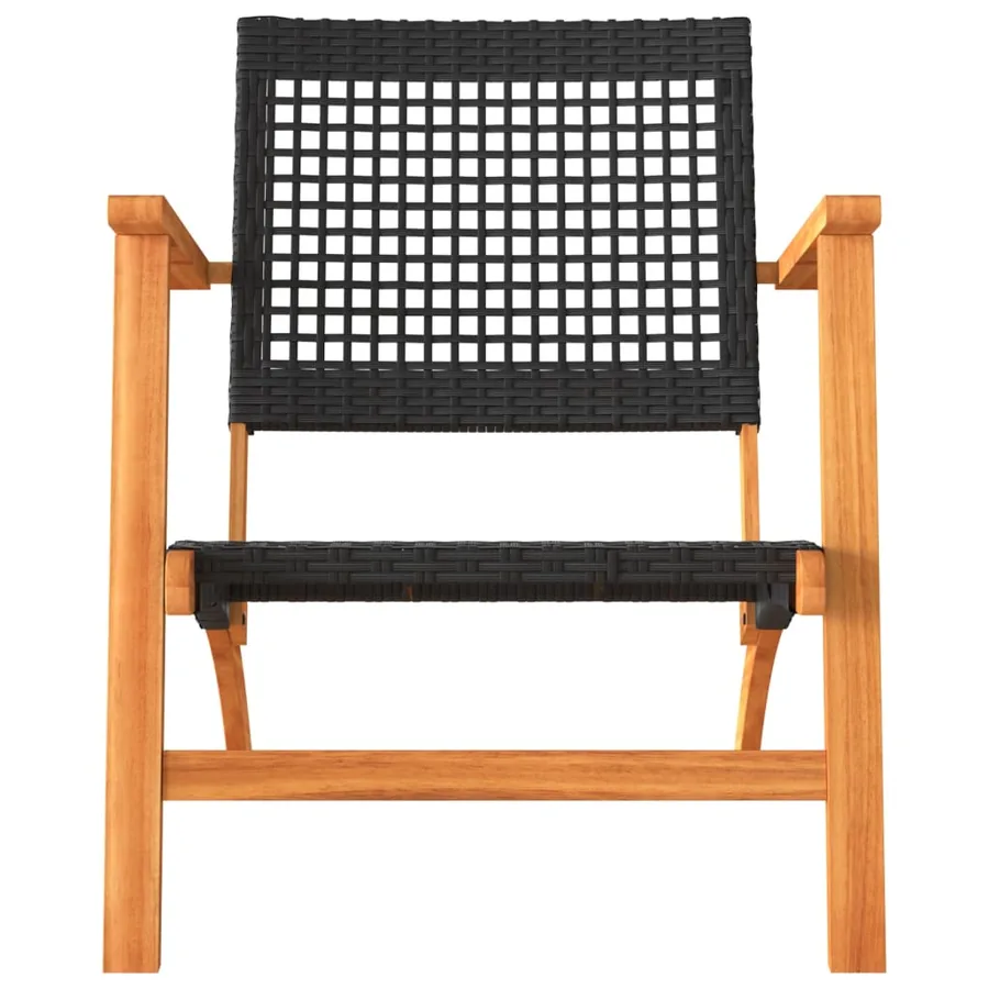 Ensemble de bistro 3 pcs noir résine tressée et bois d'acacia - 5