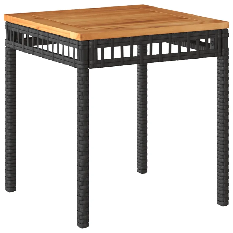 Ensemble de bistro 3 pcs noir résine tressée et bois d'acacia - 6