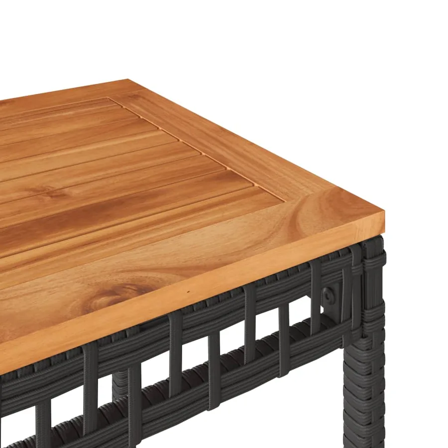 Ensemble de bistro 3 pcs noir résine tressée et bois d'acacia - 9