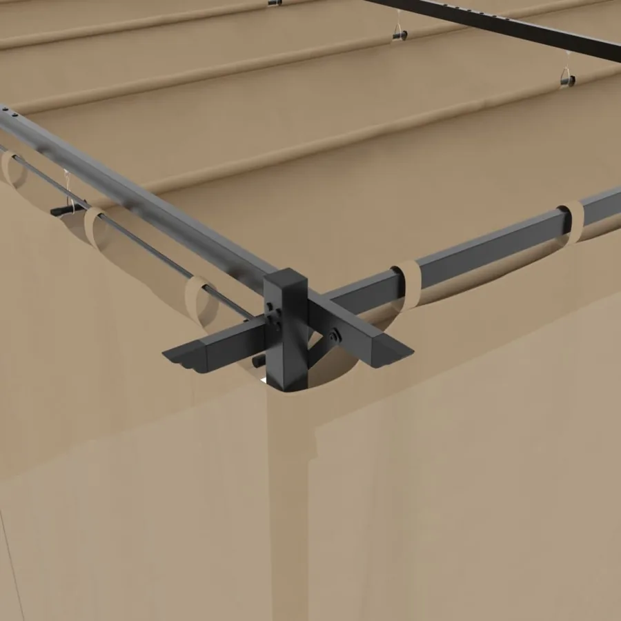 Tonnelle avec rideaux taupe 6x3 m acier - 7