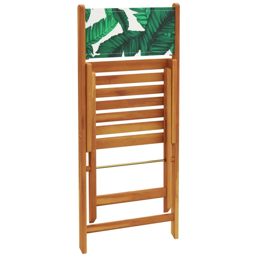 Ensemble de bistro 3 pcs motif de feuilles tissu et bois massif - 7