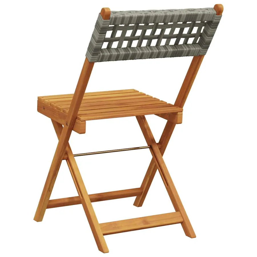 Chaises de bistrot lot de 2 gris bois massif d'acacia et rotin - 7