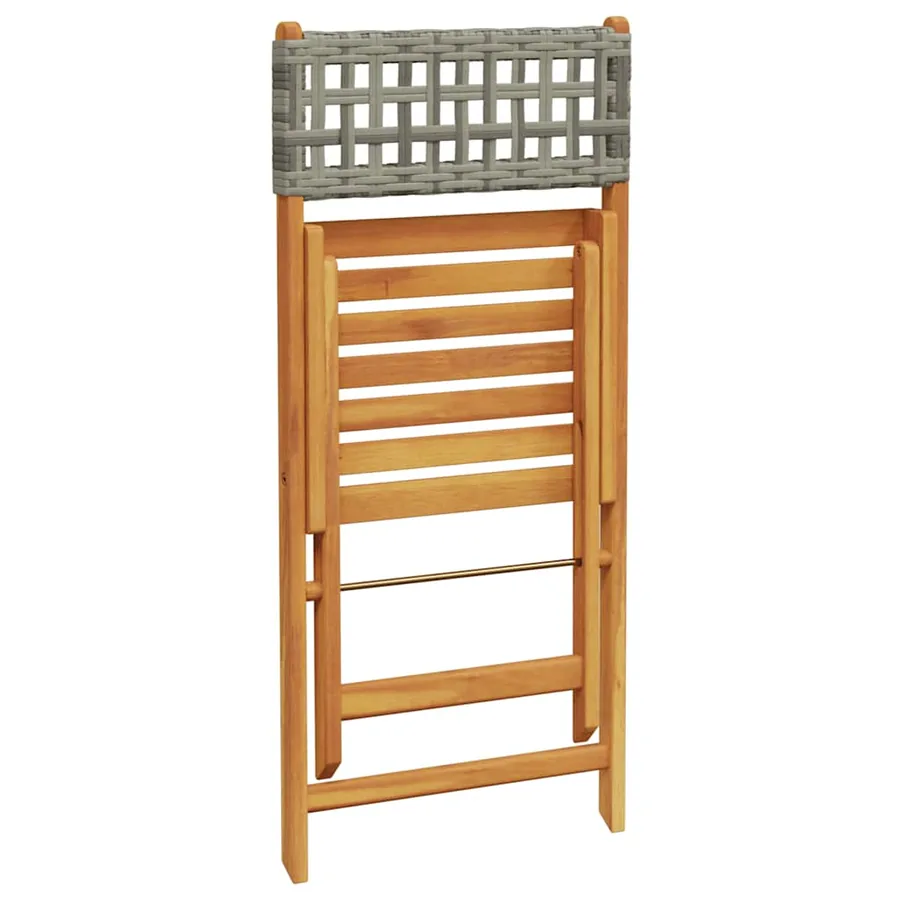 Chaises de bistrot lot de 2 gris bois massif d'acacia et rotin - 8