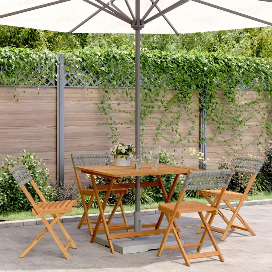 Ensemble à manger de jardin 5 pcs résine tressée et bois massif