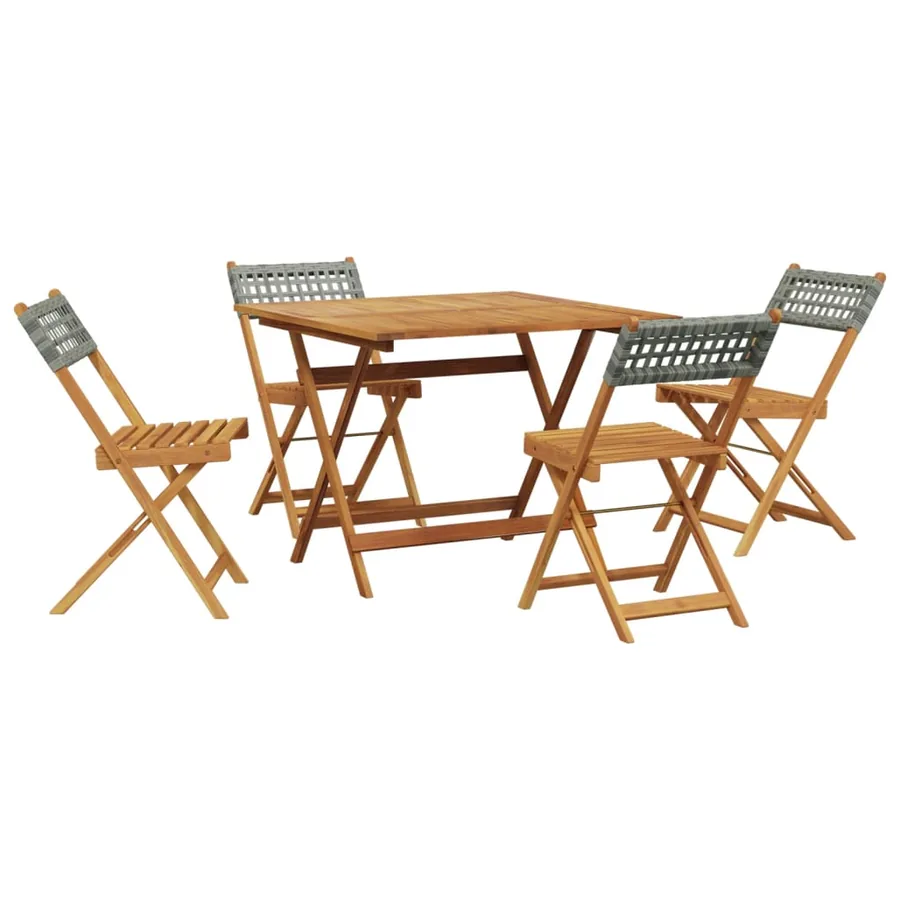 Ensemble à manger de jardin 5 pcs résine tressée et bois massif - 2